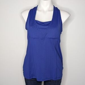 Lole Blue Square Neck Shelf Bra Exercise Workout Athletic Tank Top XL